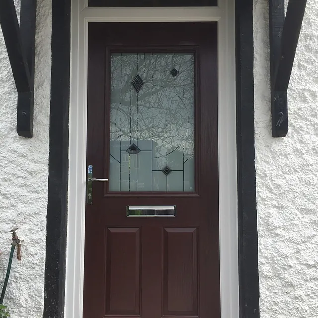 Brown Door With Large Window